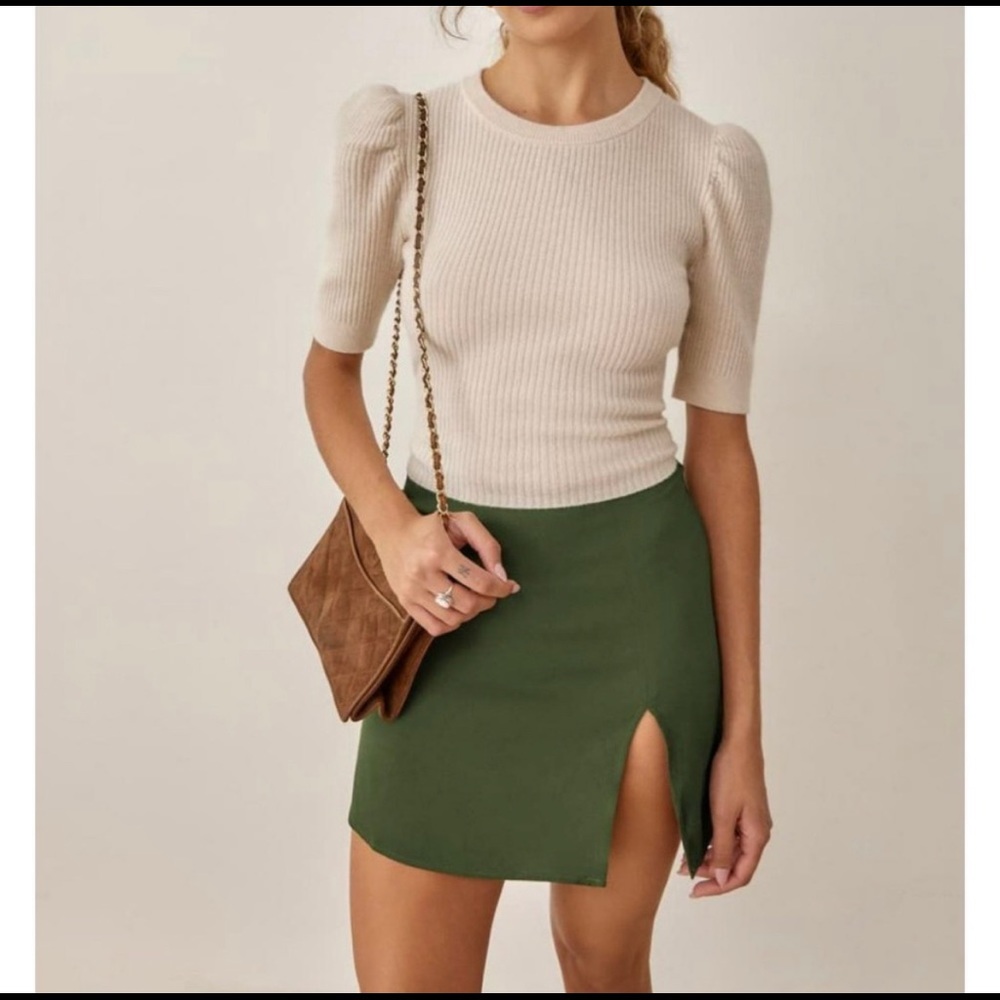 Reformation Margot side slit mini skirt